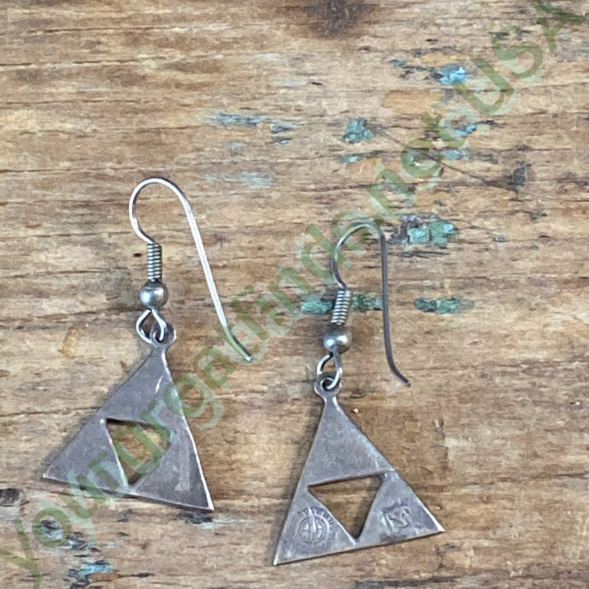Old Mexican Mosaic Earrings in Sterling Silver Triangles Yourgreatfinds