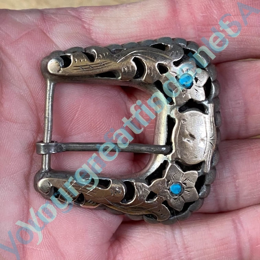 Old Mexican Ranger Buckle with Turquoise Sterling Silver Yourgreatfinds