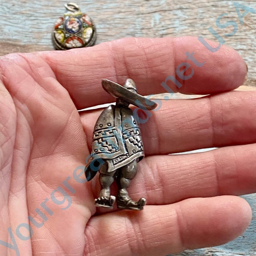 Old Mexican Sterling Silver Big Feet Tourist Pin