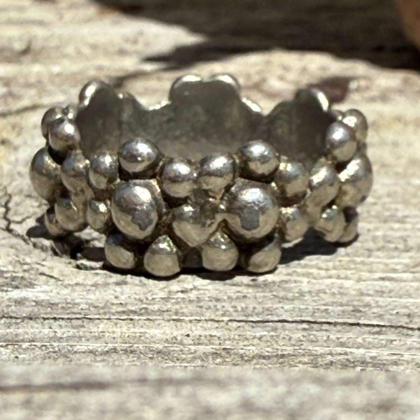 Old Mexican Sterling Silver Raindrop Band Ring Size 9.5 pin