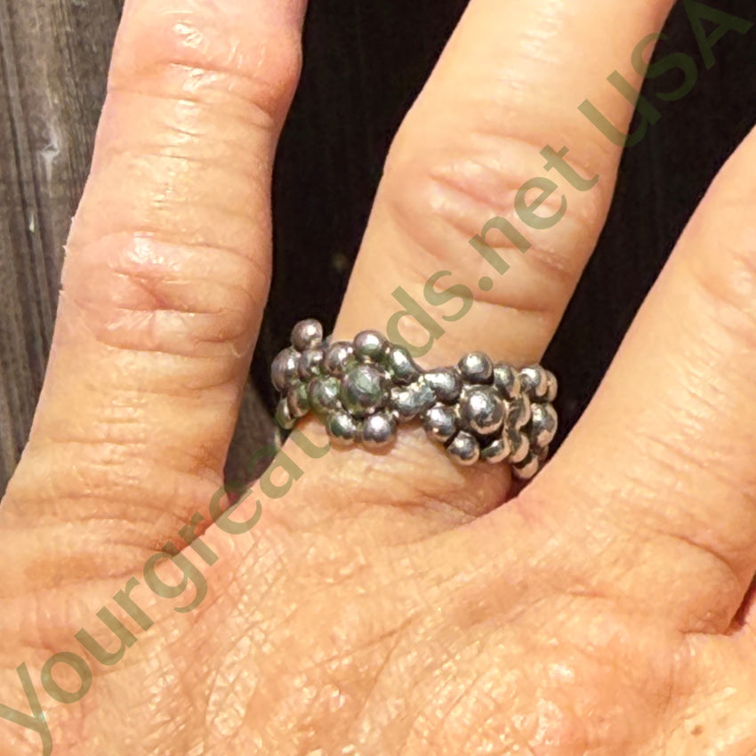 Old Mexican Sterling Silver Raindrop Band Ring Size 9.5 pin