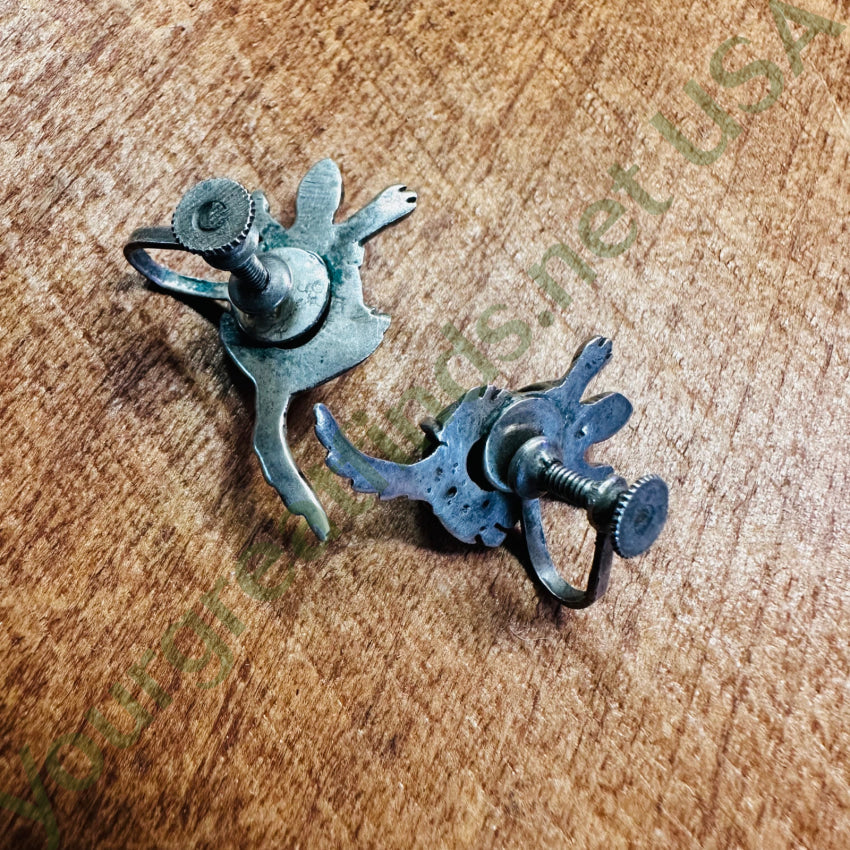 Old Mexican Sterling Silver & Serpentine Turtle Screw Back Earrings Earrings