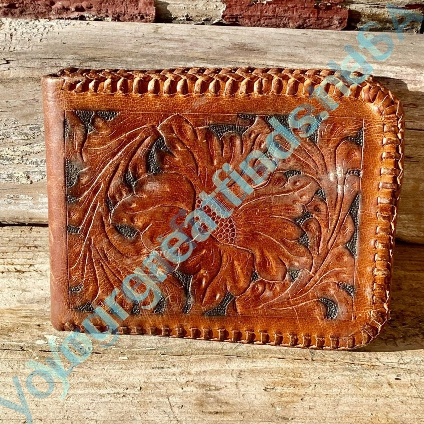 Old Mexican Tooled Laced Leather Wallet Yourgreatfinds