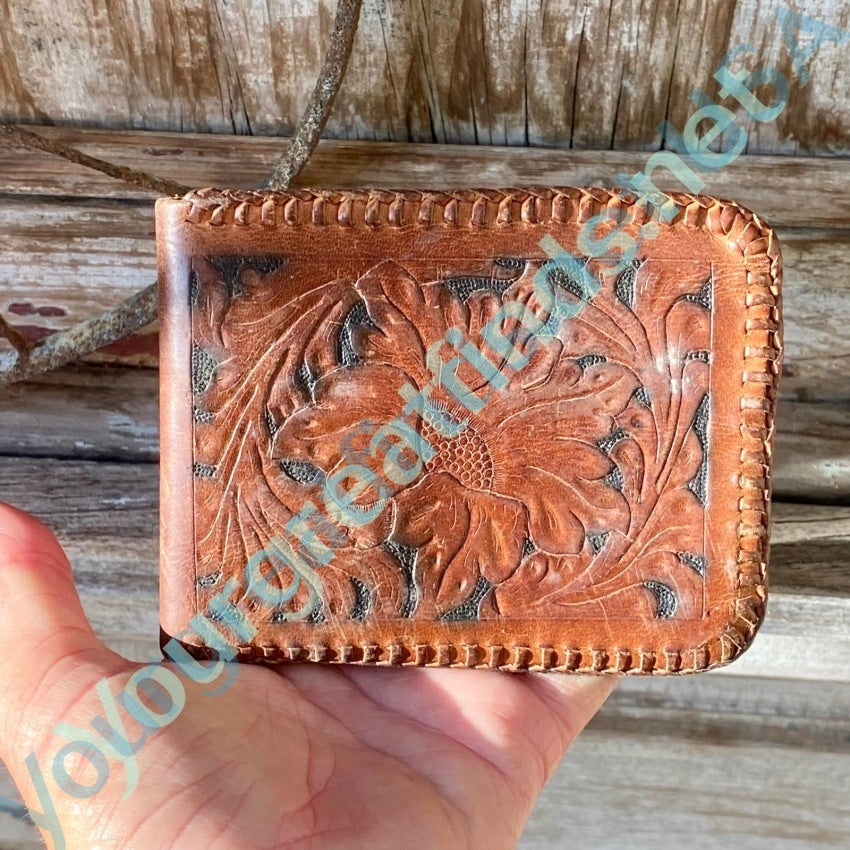 Old Mexican Tooled Laced Leather Wallet Yourgreatfinds