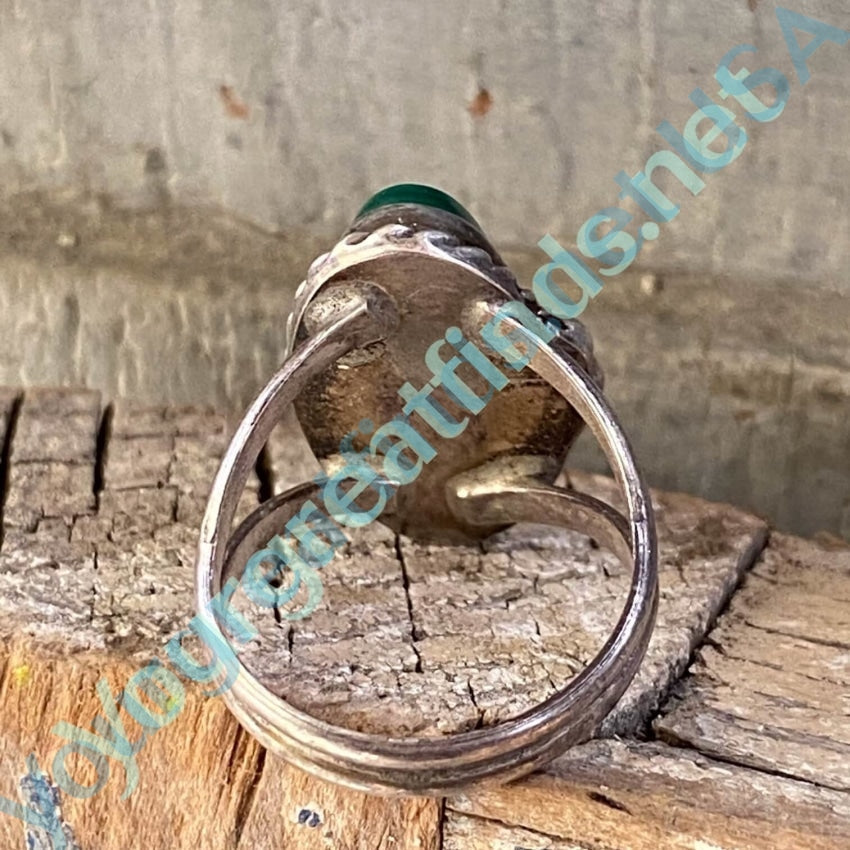 old navajo dark green malachite ring in sterling silver size 5