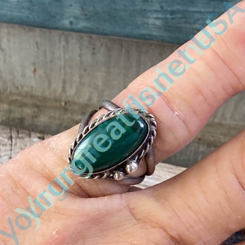 Antique shops sterling Navajo malachite ring adjustable