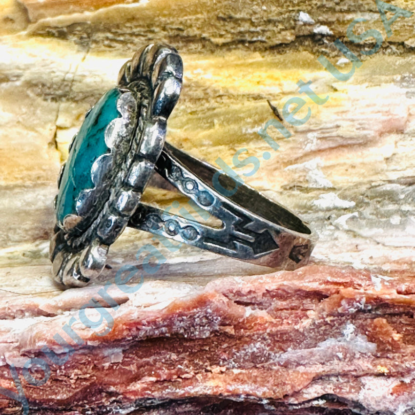 Old Navajo Maisel’s Trading Post Sterling Silver &amp; Turquoise Ring Size 6
