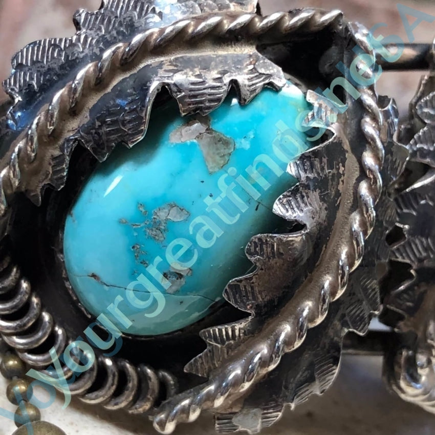 Old Navajo Morenci Turquoise Bracelet Sterling Silver Yourgreatfinds