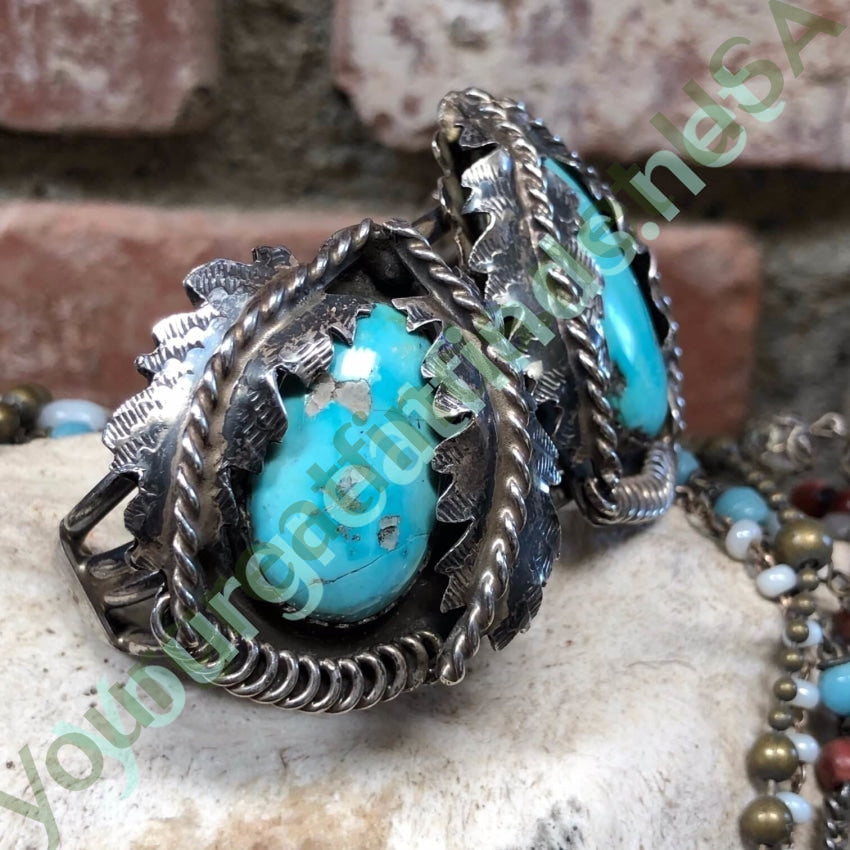 Old Navajo Morenci Turquoise Bracelet Sterling Silver Yourgreatfinds