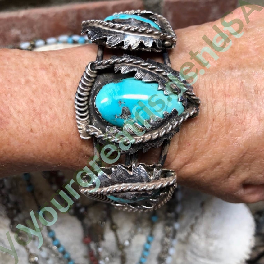 Old Navajo Morenci Turquoise Bracelet Sterling Silver – Yourgreatfinds