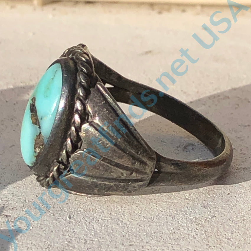 Old Navajo Pale Blue Turquoise Ring Size 11