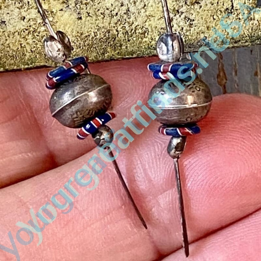 Old Navajo Pearls Earrings with Antique Trade Beads Sterling Yourgreatfinds