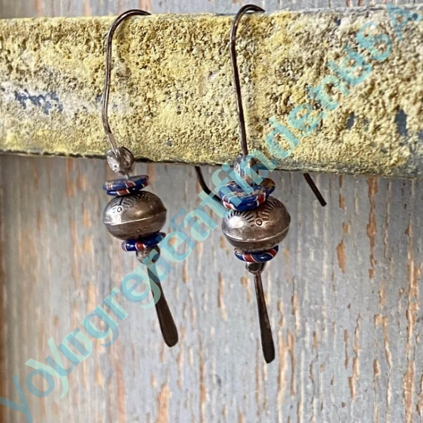 Old Navajo Pearls Earrings with Antique Trade Beads Sterling Yourgreatfinds