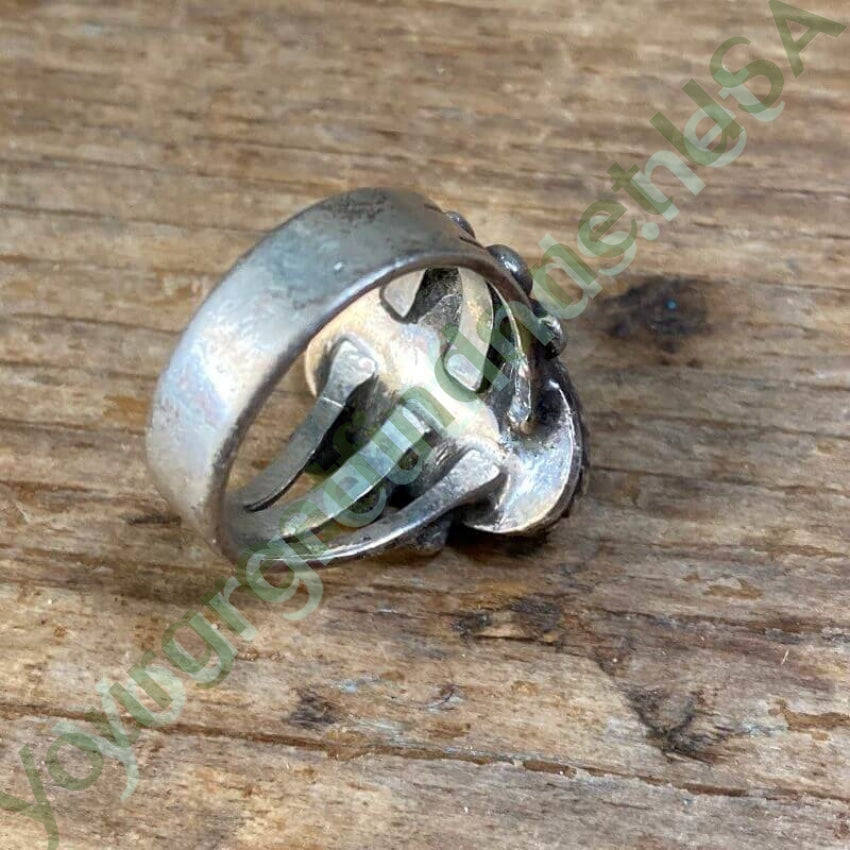 Old Navajo Raindrop Ring with Carlin Mine Turquoise in Sterling Silver Size 10 Yourgreatfinds
