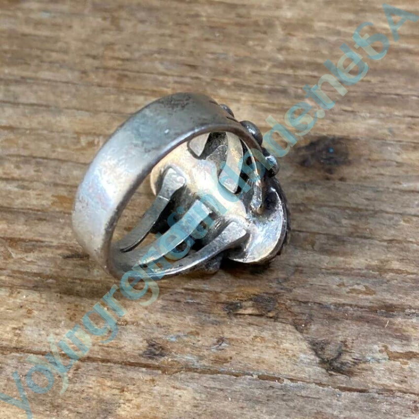 Old Navajo Raindrop Ring with Carlin Mine Turquoise in Sterling Silver Size 10 Yourgreatfinds