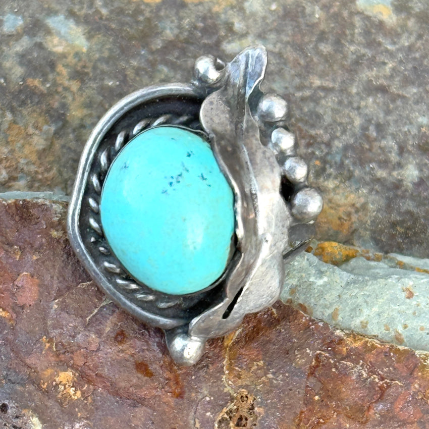 Old Navajo Ring Dry Creek Turquoise Size 5 Ring