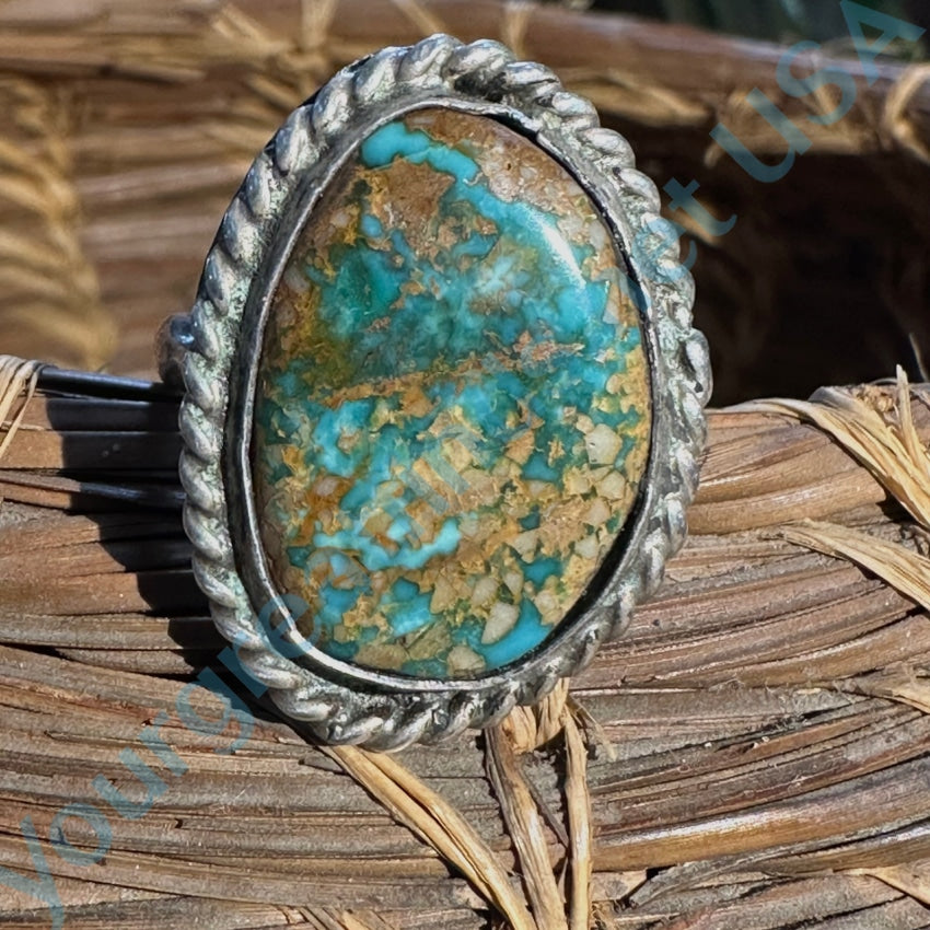 Old Navajo Ring Spider Web Turquoise Sterling Silver Size 10.5