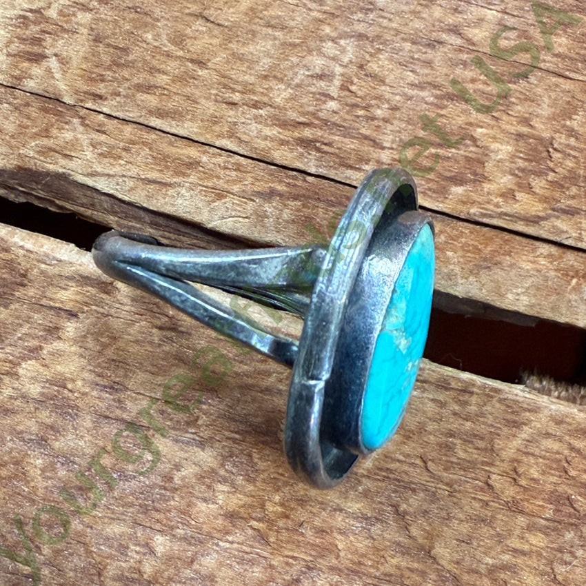 Old Navajo Ring Sterling Silver & Turquoise Size 5 ring