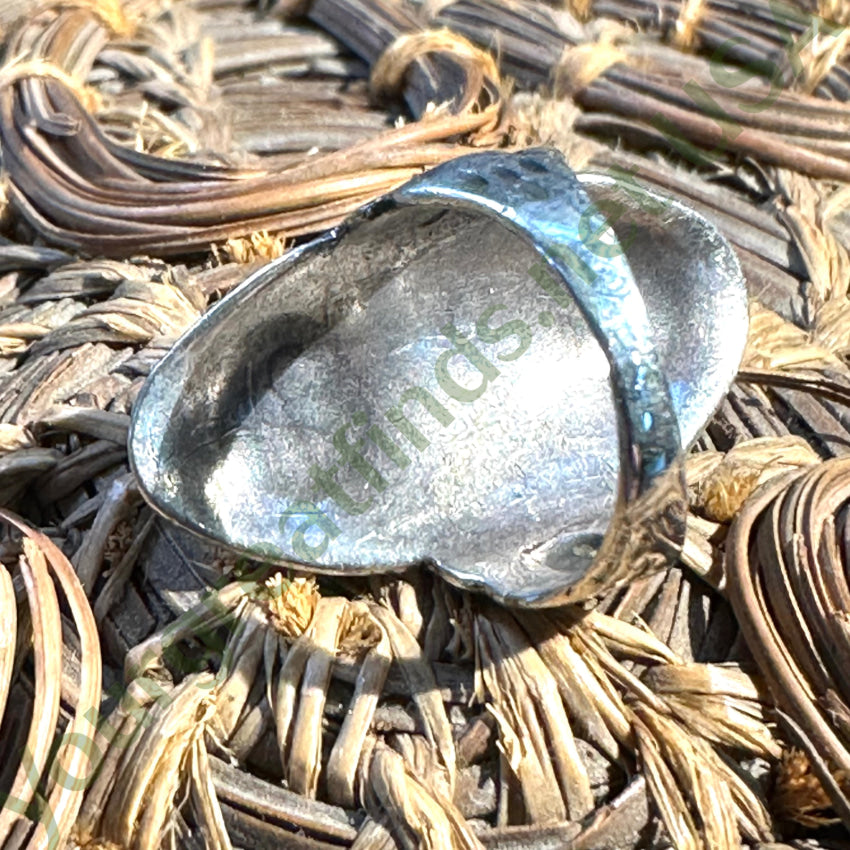 Old Navajo Stamped Sterling Silver Long Ring Turquoise Size 2 1/2