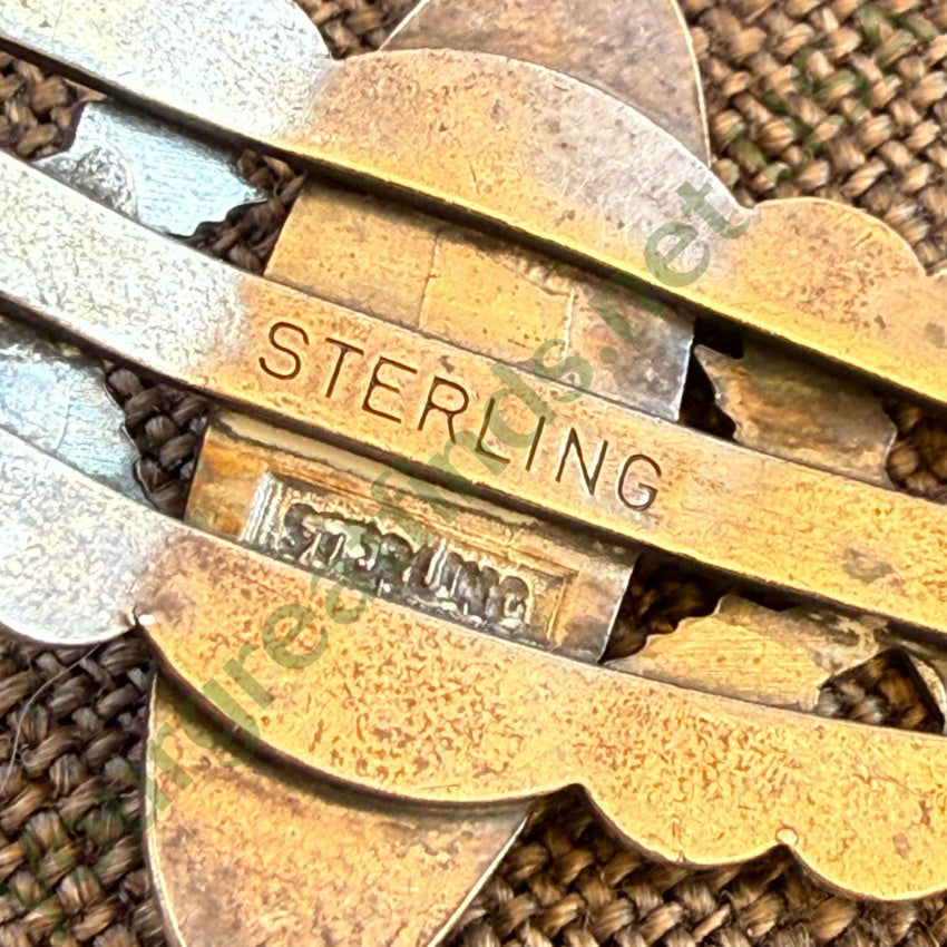Old Navajo Sterling Silver Friendship Bracelet No.8 Turquoise Fred Harvey pin