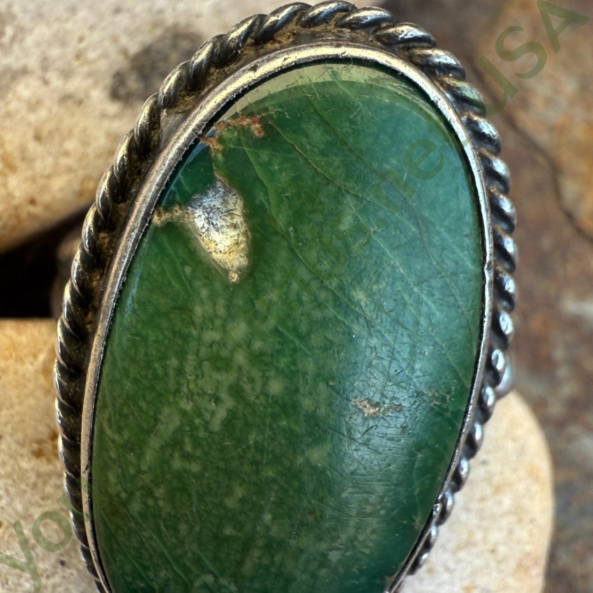 Old Navajo Sterling Silver & Green Turquoise Ring 5.5 Fred Harvey ring