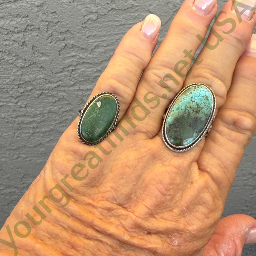 Old Navajo Sterling Silver & Green Turquoise Ring 5.5 Fred Harvey ring