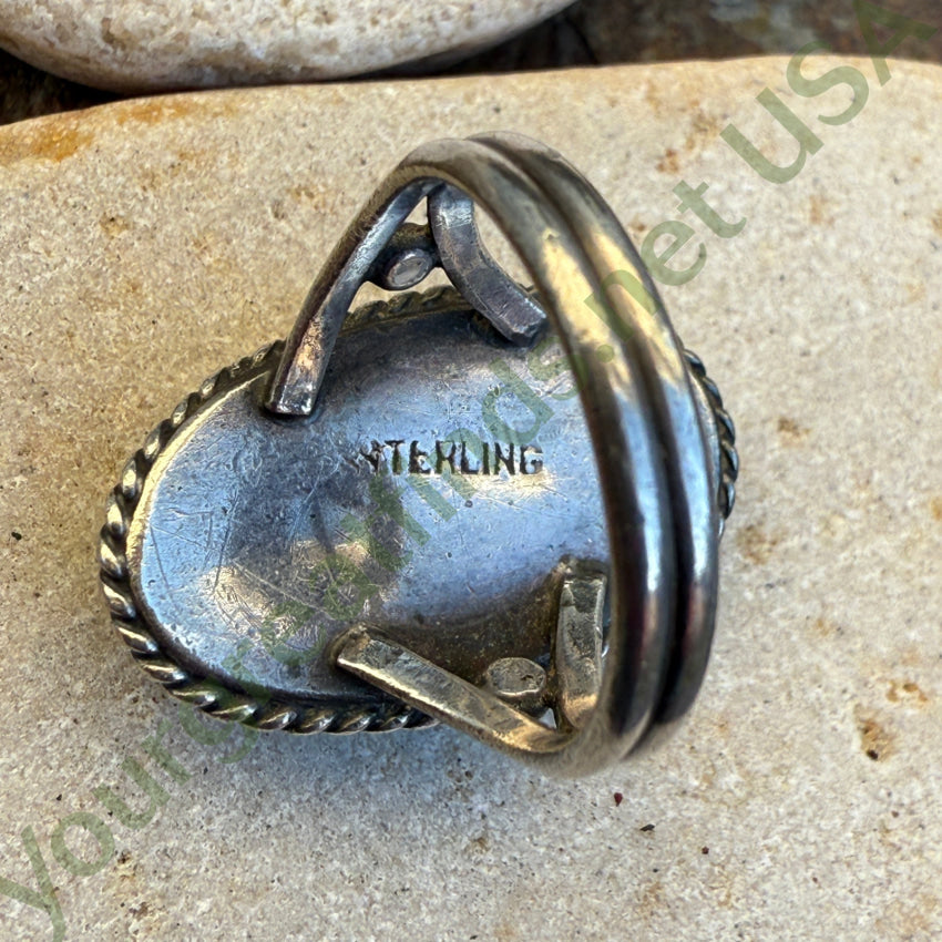 Old Navajo Sterling Silver & Green Turquoise Ring 5.5 Fred Harvey ring