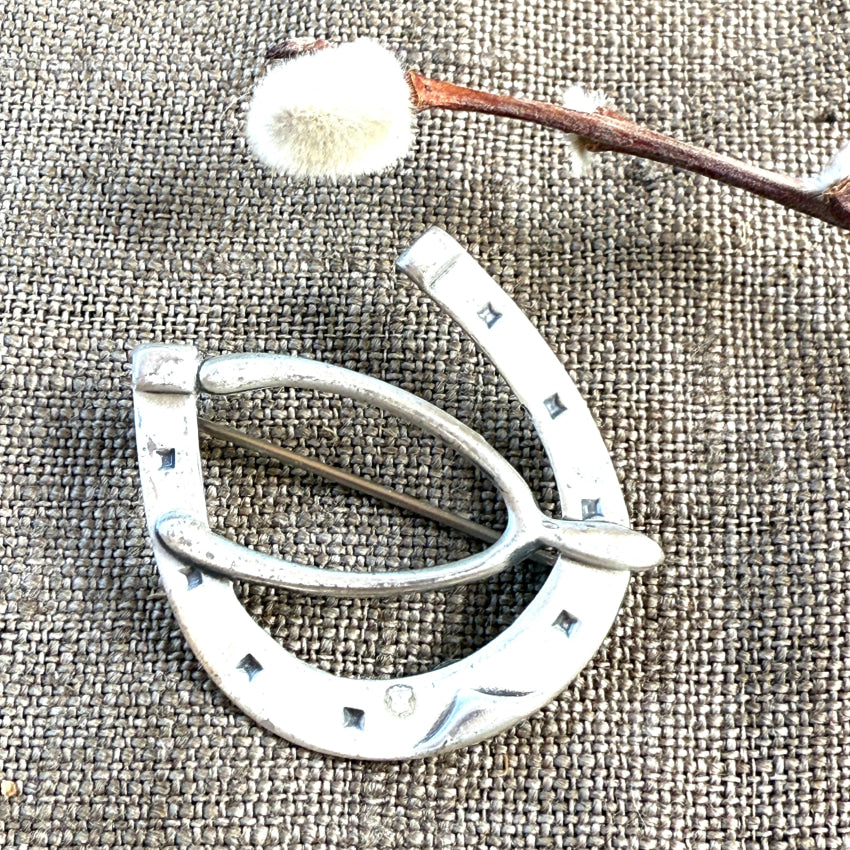 Old Navajo Sterling Silver Horseshoe Good Luck Symbol Pin earrings