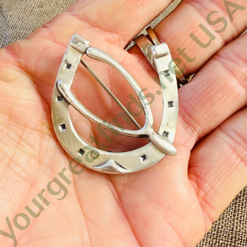 Old Navajo Sterling Silver Horseshoe Good Luck Symbol Pin earrings