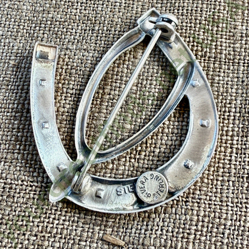 Old Navajo Sterling Silver Horseshoe Good Luck Symbol Pin earrings