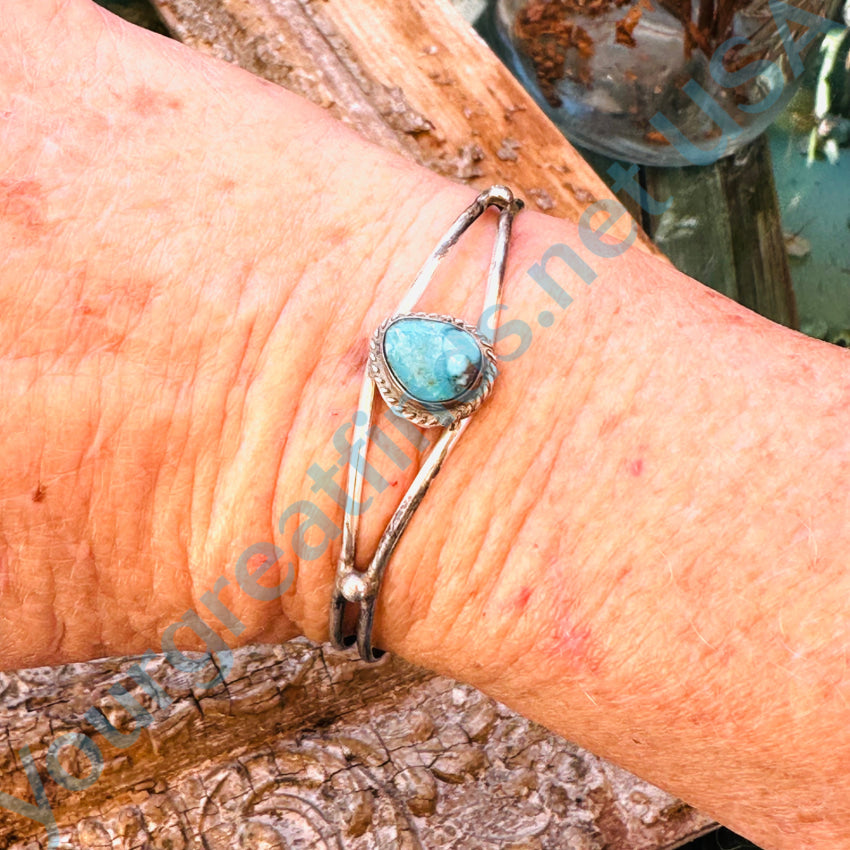 Old Navajo Sterling Silver & Natural Turquoise Cuff Bracelet Bracelet