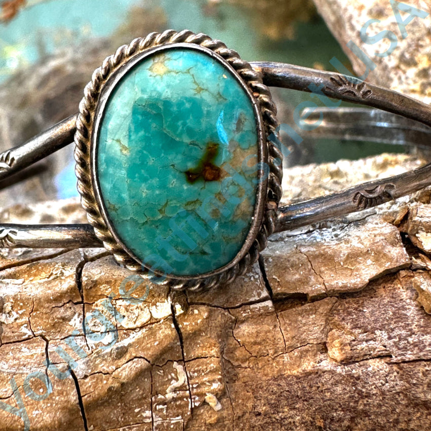 Old Navajo Sterling Silver & Natural Turquoise Cuff Bracelet Bracelet