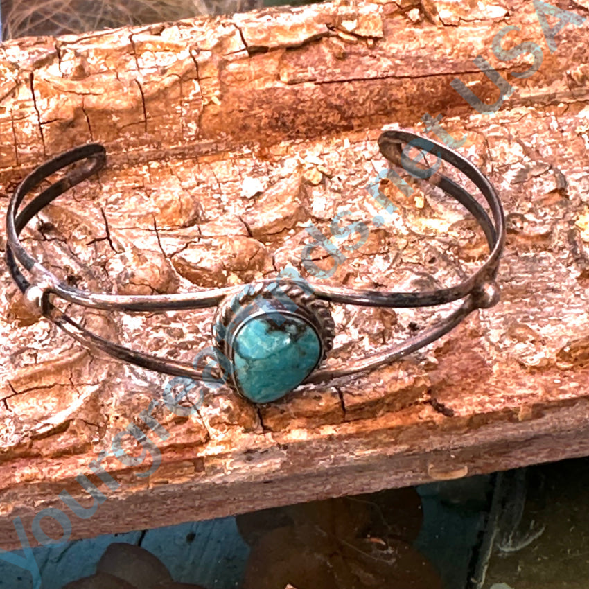 Old Navajo Sterling Silver & Natural Turquoise Cuff Bracelet Bracelet