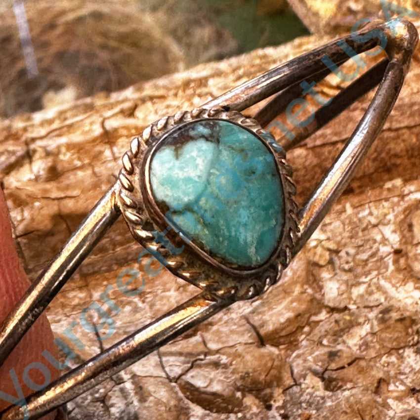 Old Navajo Sterling Silver & Natural Turquoise Cuff Bracelet Bracelet