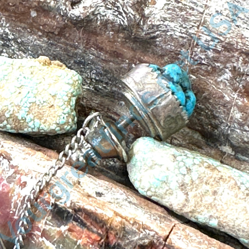 Old Navajo Sterling Silver Nugget Spider Web Turquoise Tie Tack