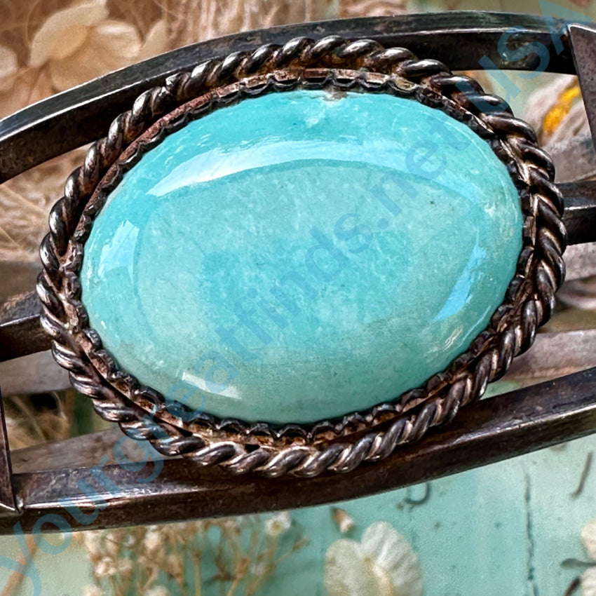 Old Navajo Sterling Silver Pale Turquoise Cuff Bracelet