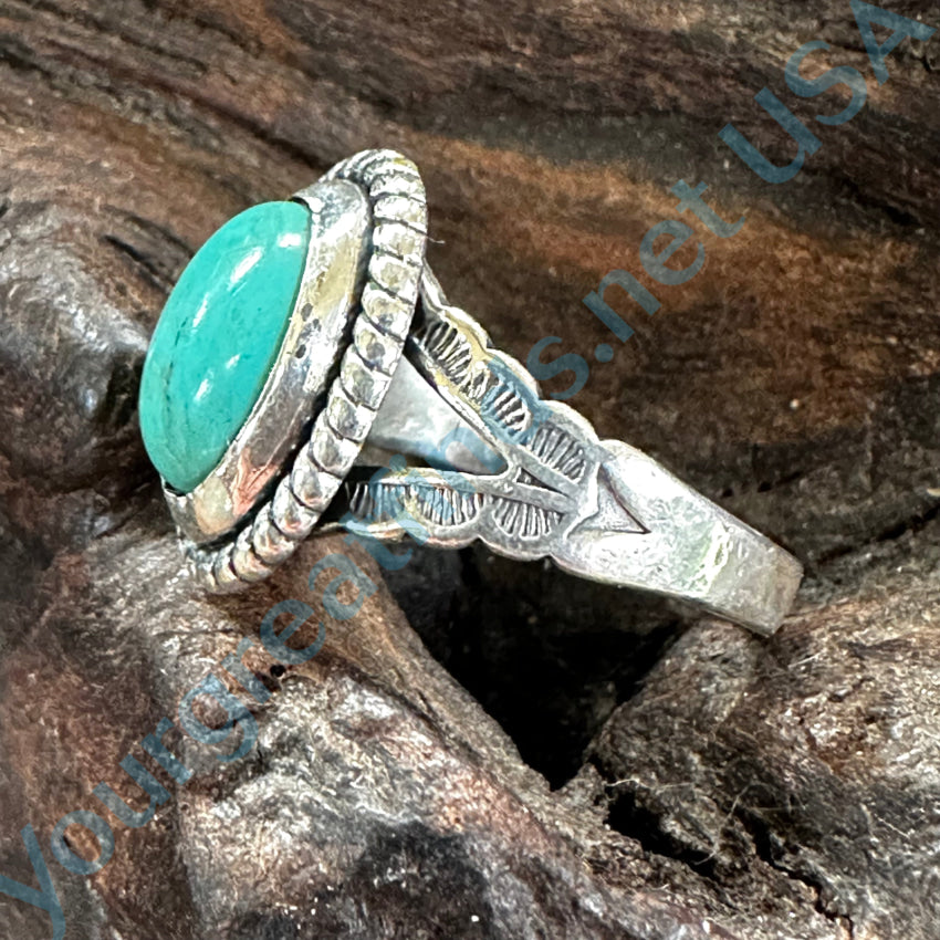 Old Navajo Sterling Silver Pale Turquoise Tourist Ring 7 Ring