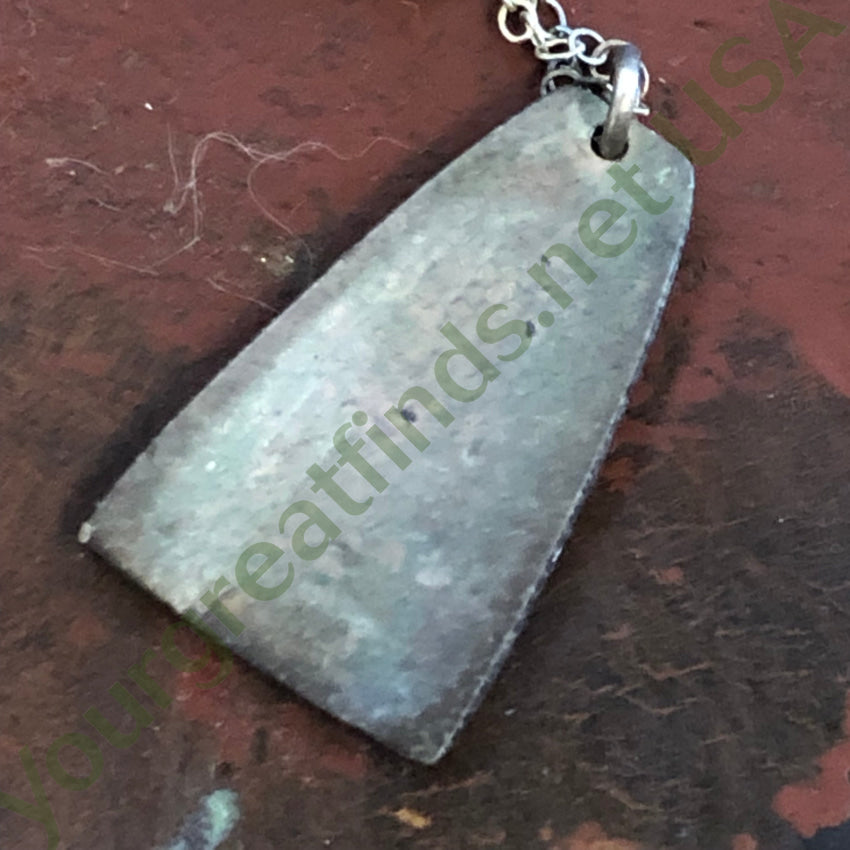 Old Navajo Sterling Silver Shiprock Mosaic Bear Track Necklace Necklace