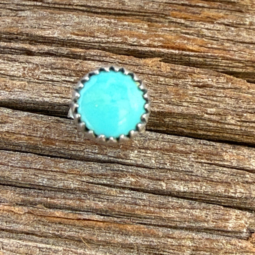 Old Navajo Sterling Silver SINGLE Turquoise Pierced Stud Earring earrings