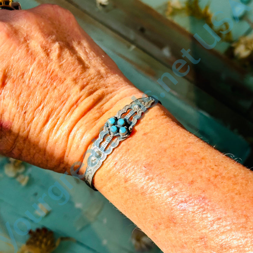 Old Navajo Sterling Silver Snake Eye Turquoise Bracelet Jane Popovich