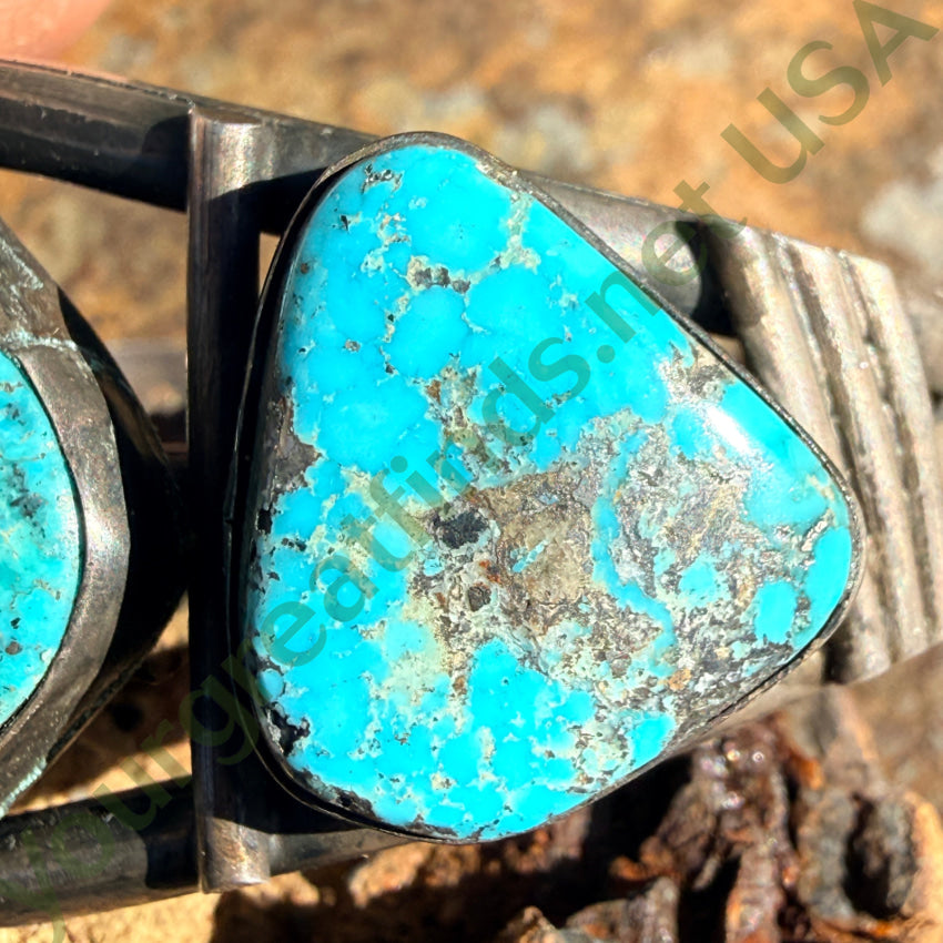 Old Navajo Sterling Silver & Turquoise 3 Stone Cuff Bracelet cuff bracelet