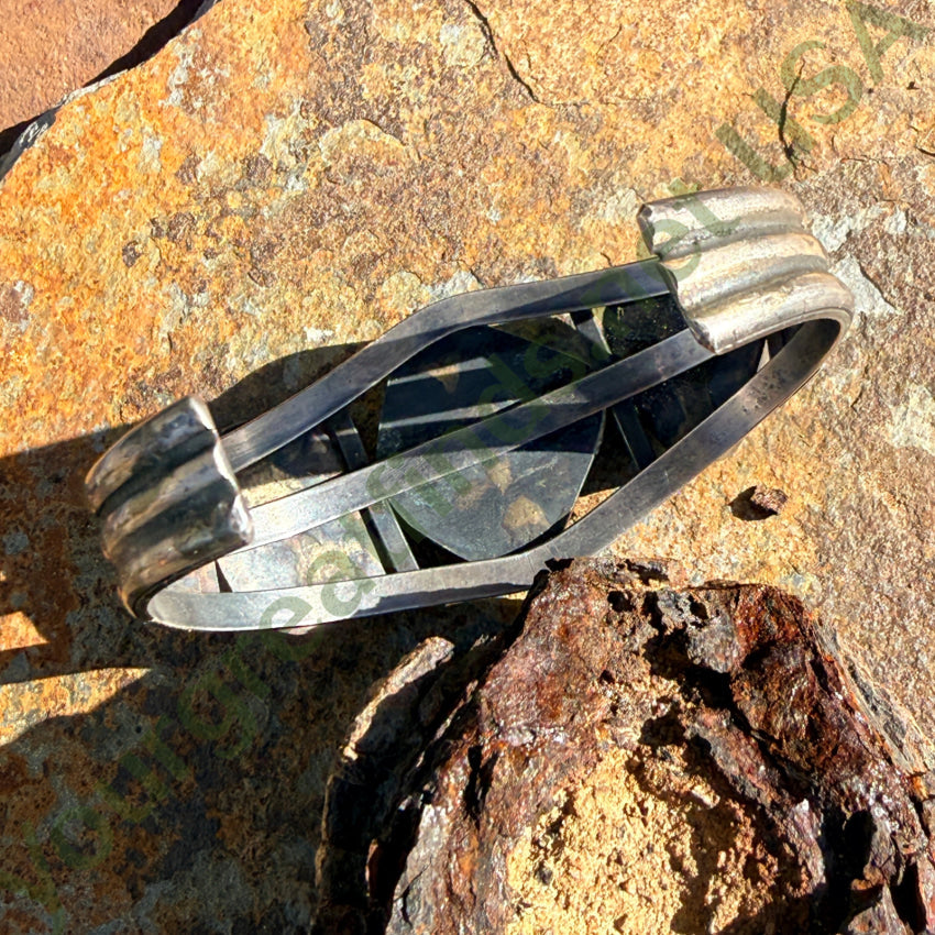 Old Navajo Sterling Silver & Turquoise 3 Stone Cuff Bracelet cuff bracelet