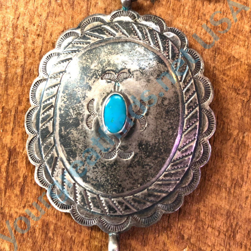 Old Navajo Sterling Silver Turquoise Concho Pin Fred Harvey Era Pin Brooch