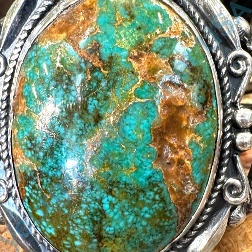 Old Navajo Sterling Silver Turquoise Cuff Bracelet
