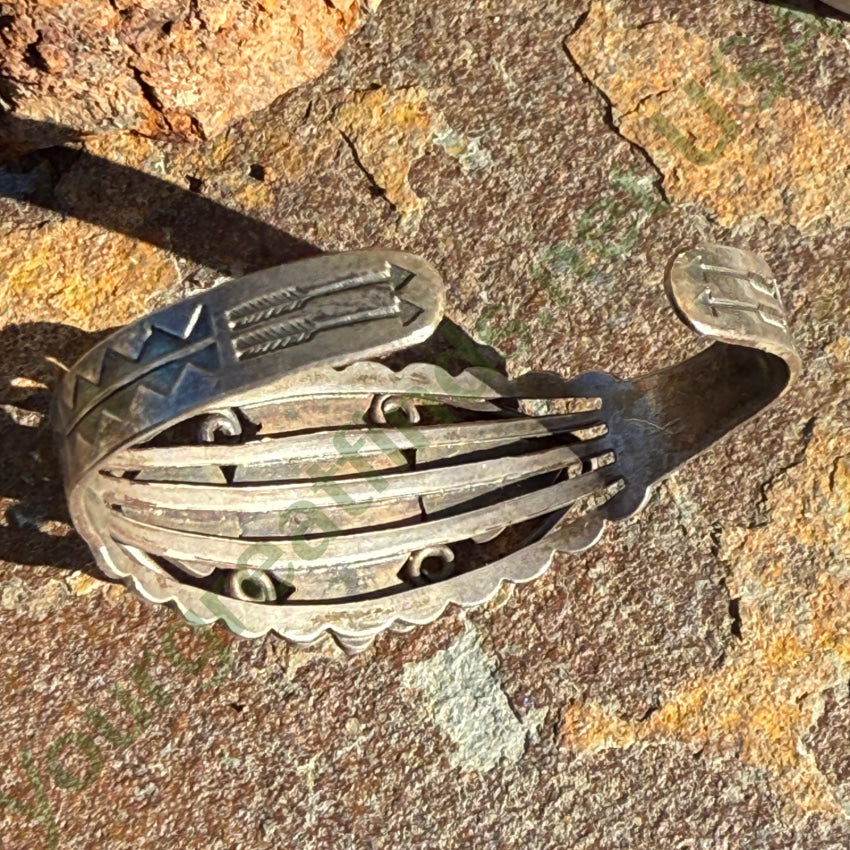 Old Navajo Sterling Silver & Turquoise Pretty Girl Bracelet Fred Harvey bracelet