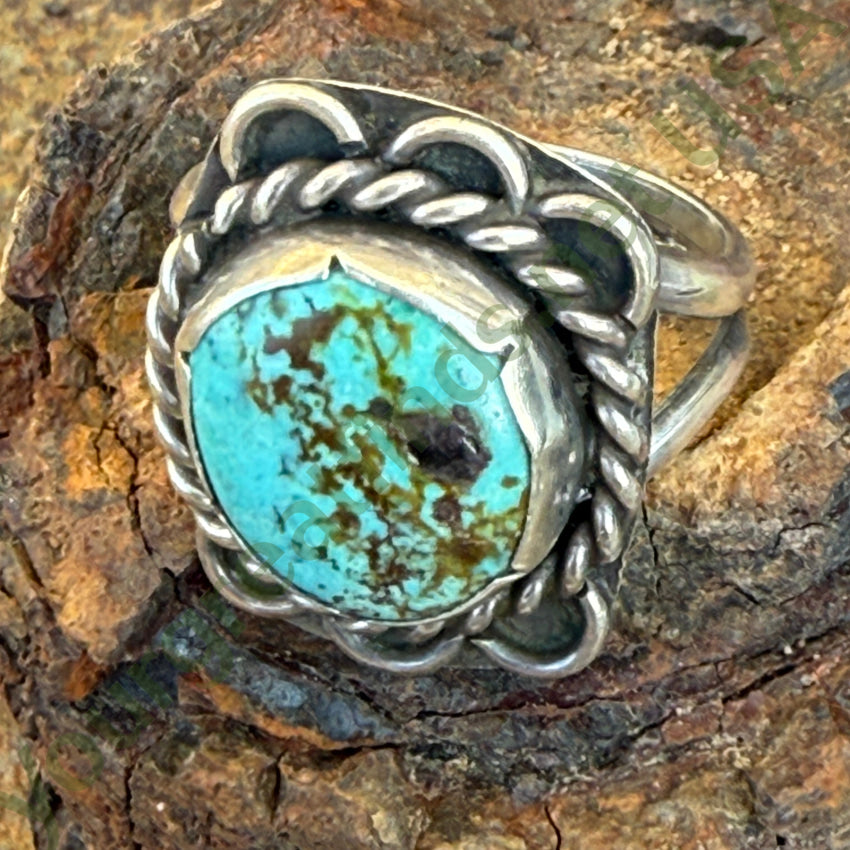 Old Navajo Sterling Silver & Turquoise Ring Size 10 ring