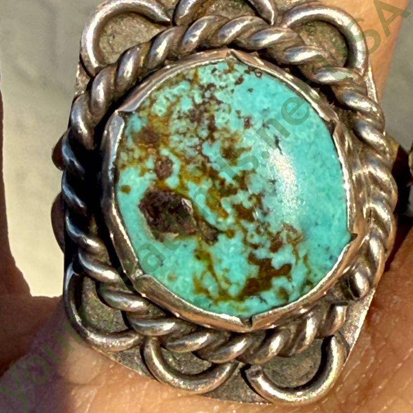 Old Navajo Sterling Silver & Turquoise Ring Size 10 ring