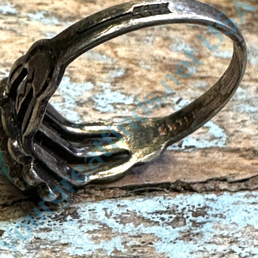 Old Navajo Sterling Silver Turquoise Ring Size 4.5