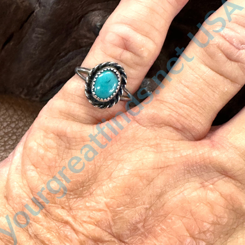 Old Navajo Sterling Silver Turquoise Ring Size 5 Ring