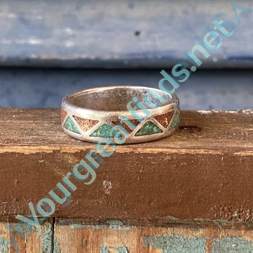 Old Navajo Triangle Band with Chip Mosaic Size 9 Yourgreatfinds